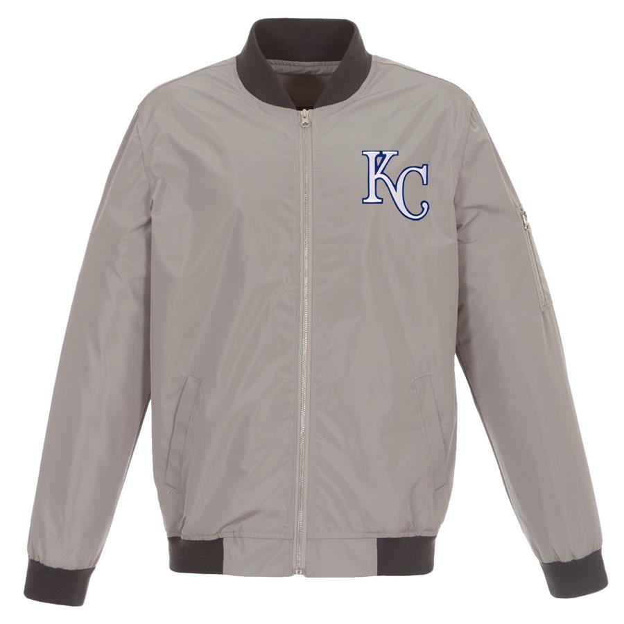 Kansas City Royals JH Design Lightweight Nylon Bomber Jacket - Gray