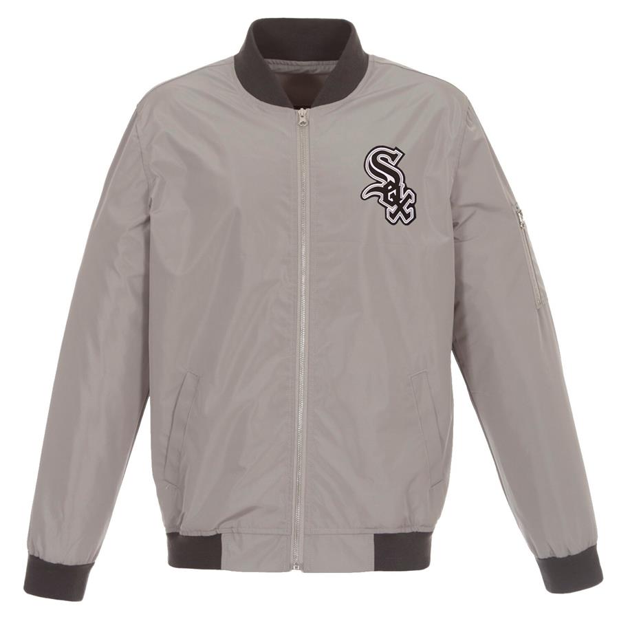 Chicago White Sox JH Design Lightweight Nylon Bomber Jacket - Gray