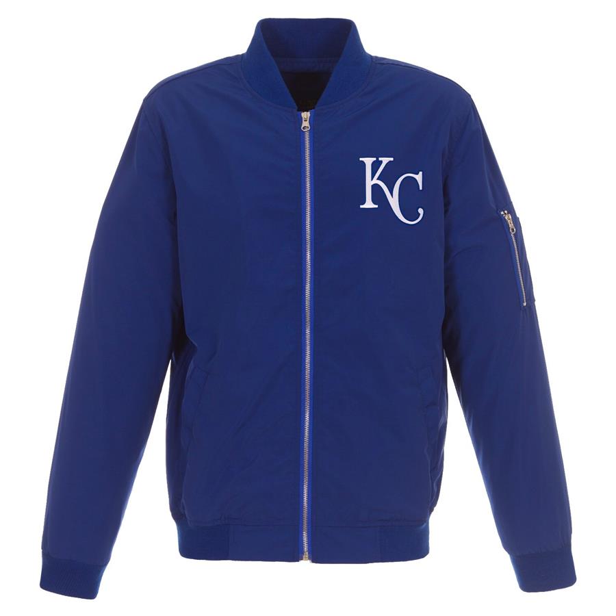 Kansas City Royals JH Design Lightweight Nylon Bomber Jacket - Royal