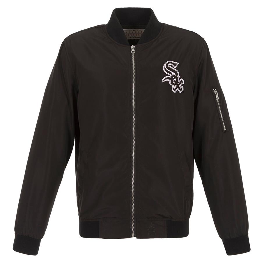 Chicago White Sox JH Design Lightweight Nylon Bomber Jacket - Black