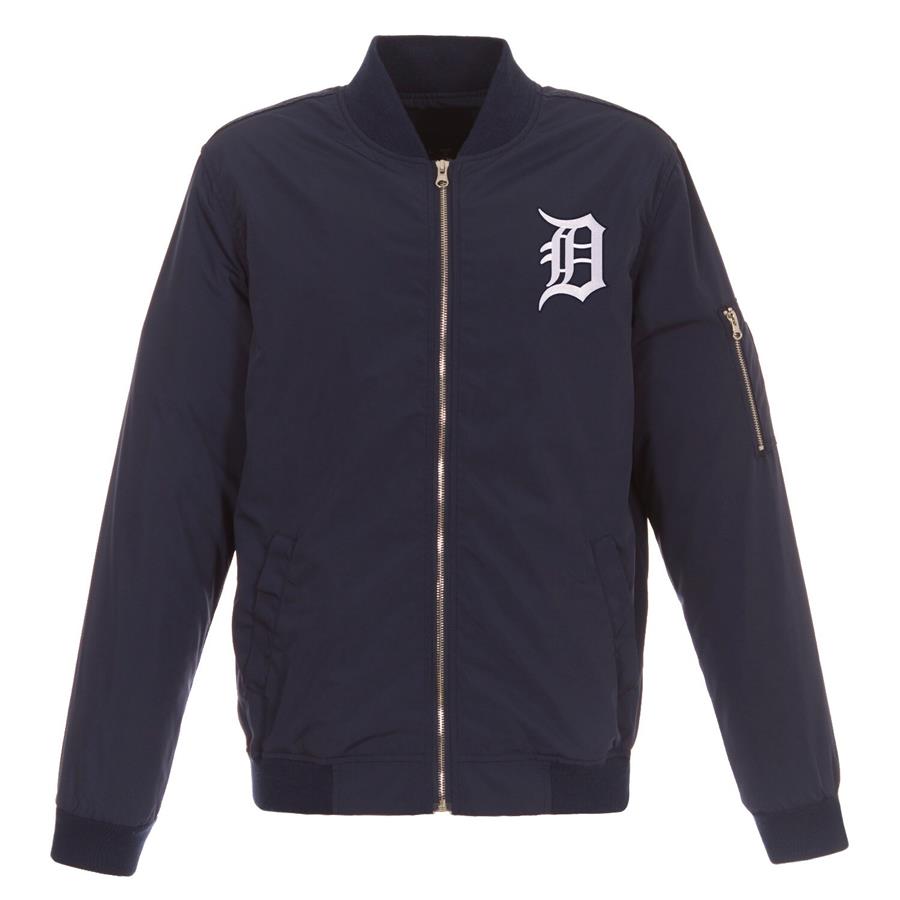 Detroit Tigers JH Design Lightweight Nylon Bomber Jacket - Navy
