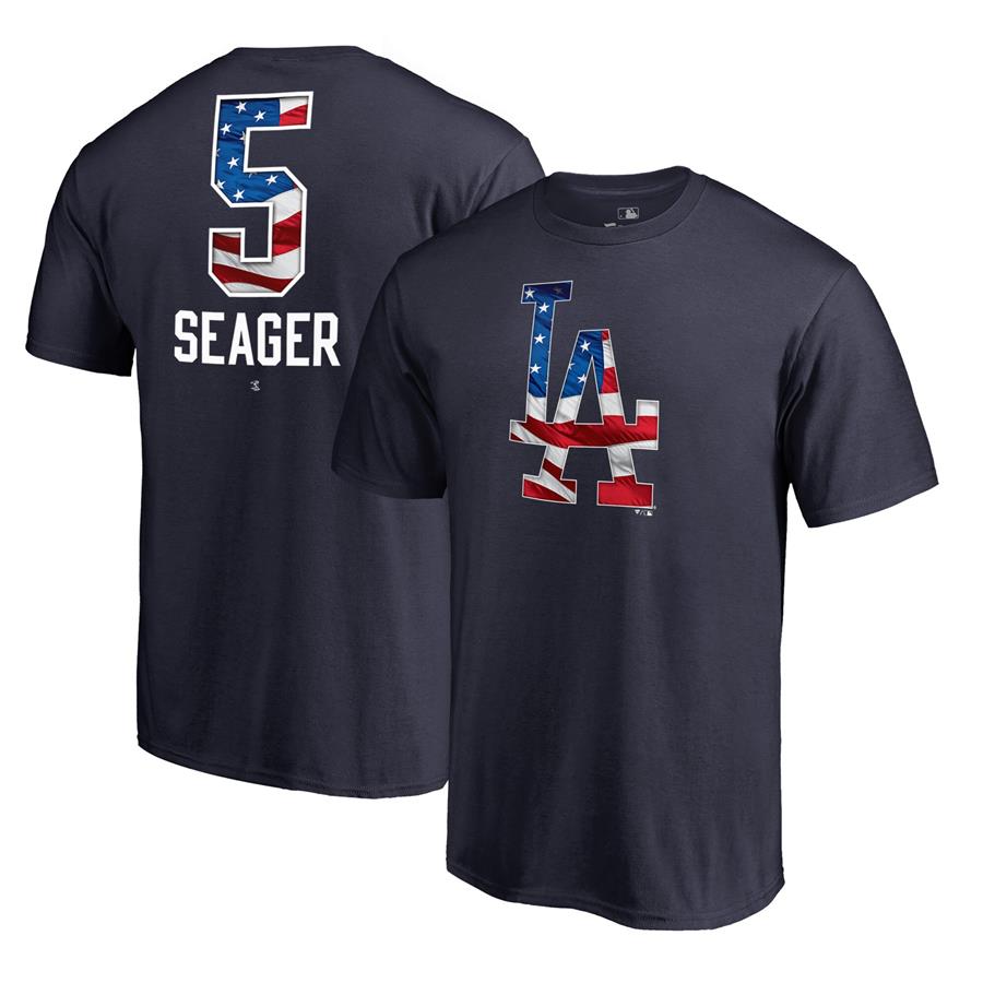 Corey Seager Los Angeles Dodgers Fanatics Branded 2019 Stars & Stripes Banner Wave Player T-Shirt - Navy