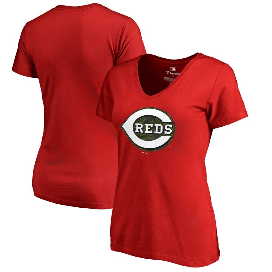 Cincinnati Reds Fanatics Branded Women's Armed Forces Wordmark T-Shirt - Red