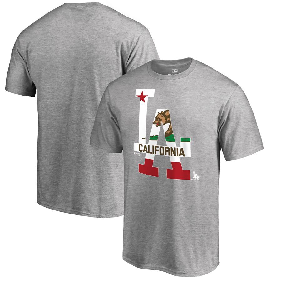 Los Angeles Dodgers Fanatics Branded Hometown Collection Cali Flag T-Shirt - Heathered Gray
