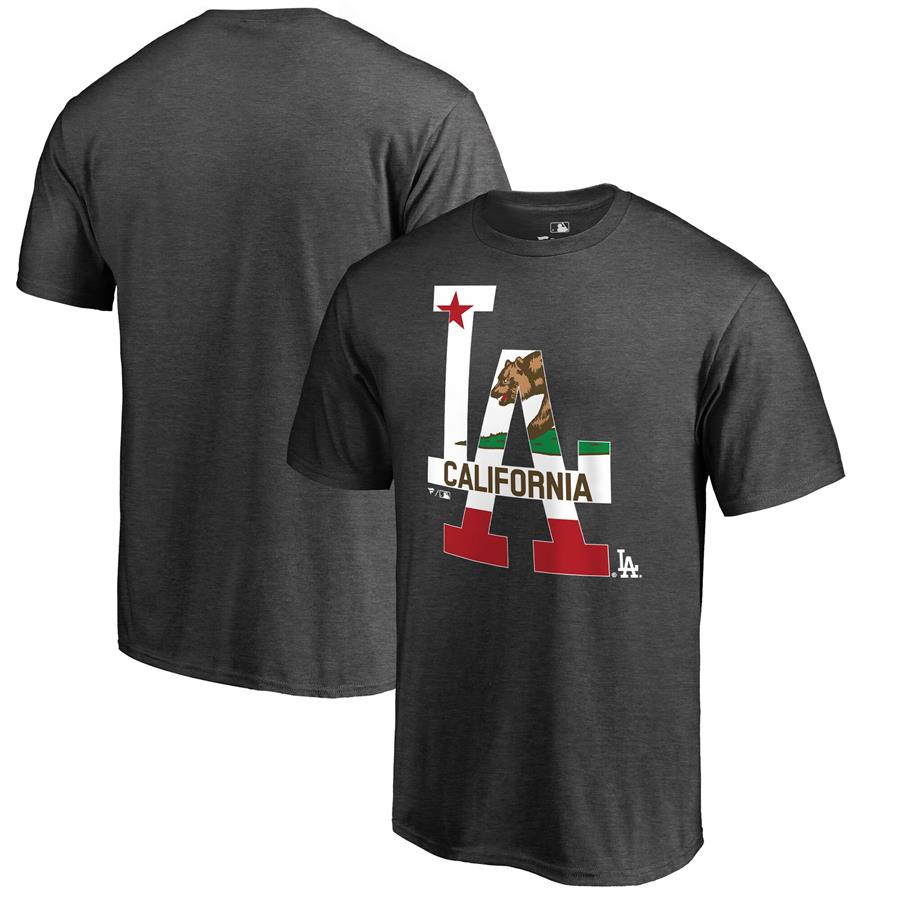Los Angeles Dodgers Fanatics Branded Hometown Collection Cali Flag T-Shirt - Heathered Charcoal
