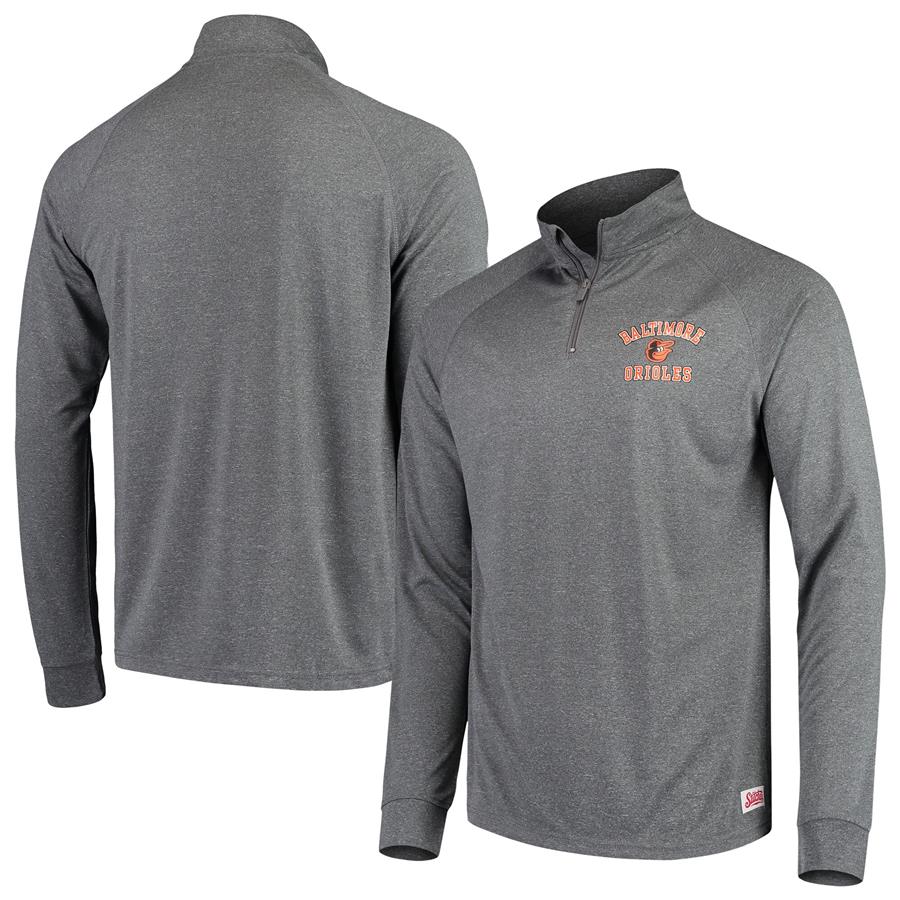 Baltimore Orioles Stitches Team Raglan Quarter-Zip Pullover Jacket - Heathered Charcoal