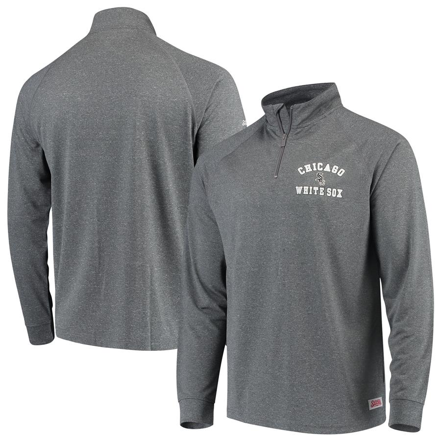 Chicago White Sox Stitches Team Raglan Quarter-Zip Pullover Jacket - Heathered Charcoal