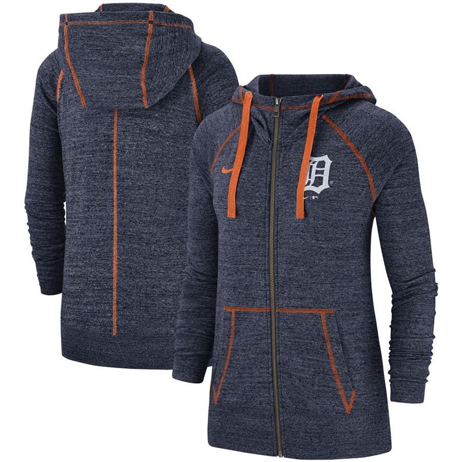 Detroit Tigers Nike Women's Gym Vintage Team Full-Zip Hoodie - Navy