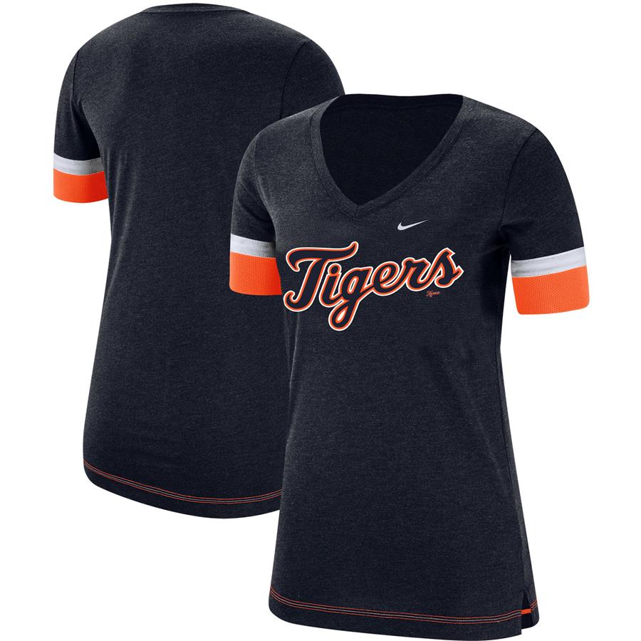 Detroit Tigers Nike Women's Mesh V-Neck T-Shirt - Navy