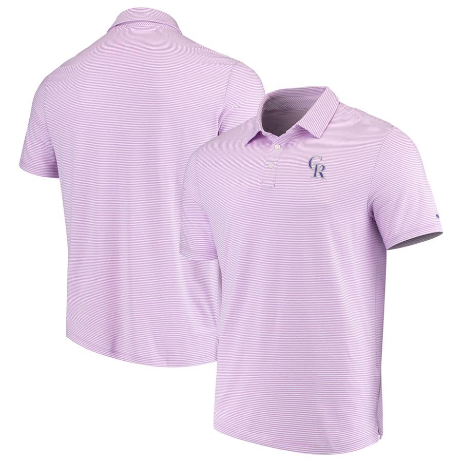 Colorado Rockies Vineyard Vines Edgartown Feeder Stripe Tri-Blend Polo - Purple