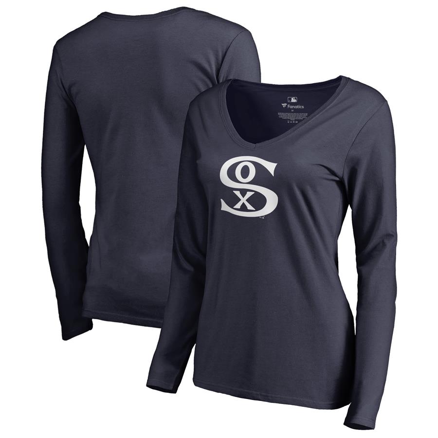 Женский лонгслив с V-вырезом Chicago White Sox Fanatics Branded Cooperstown Collection Forbes (тёмно-синий)