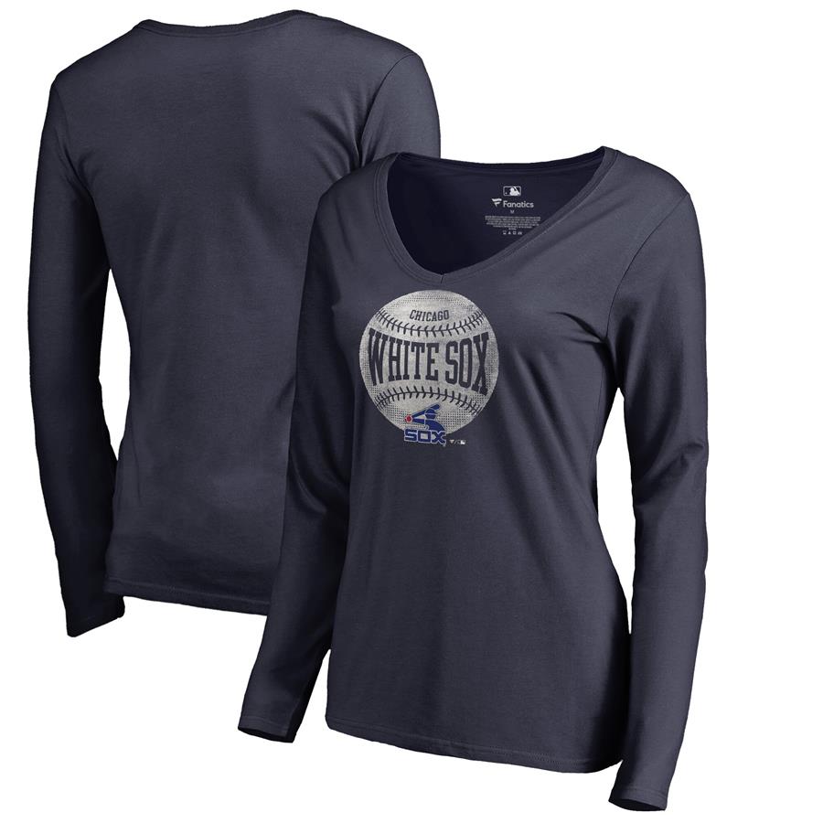 Женский лонгслив с V-вырезом Chicago White Sox Fanatics Branded Cooperstown Collection Slider (тёмно-синий)
