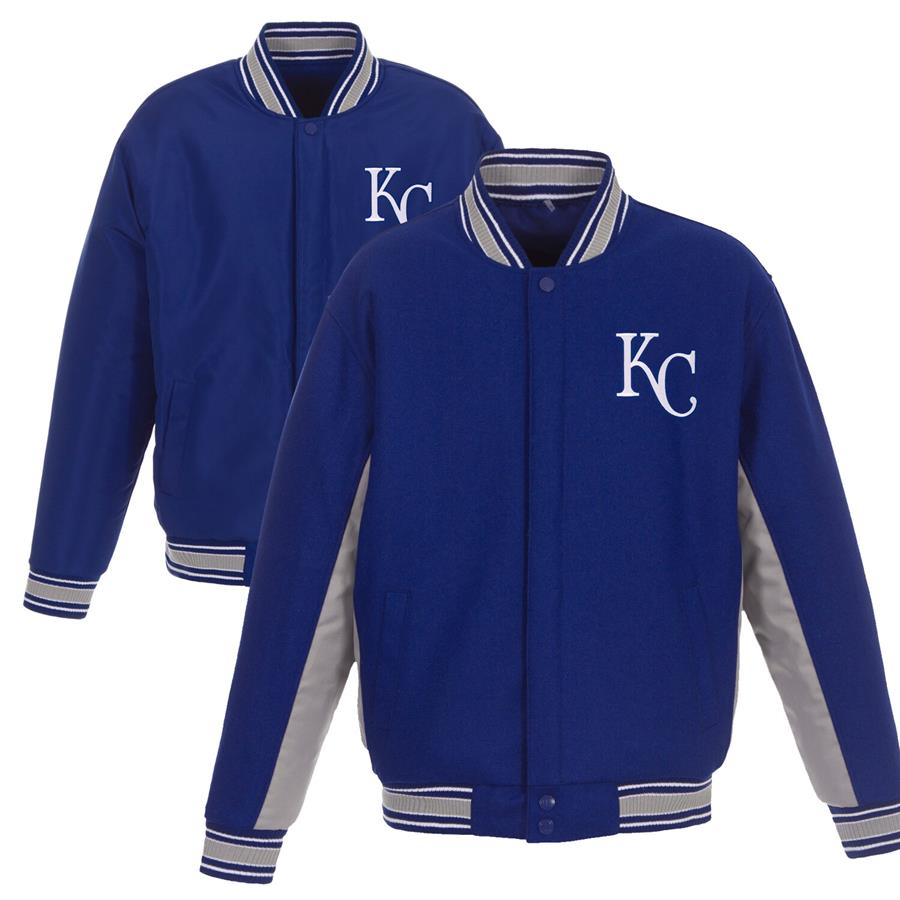 Kansas City Royals JH Design Wool Poly-Twill Accent Full Snap Jacket - Royal