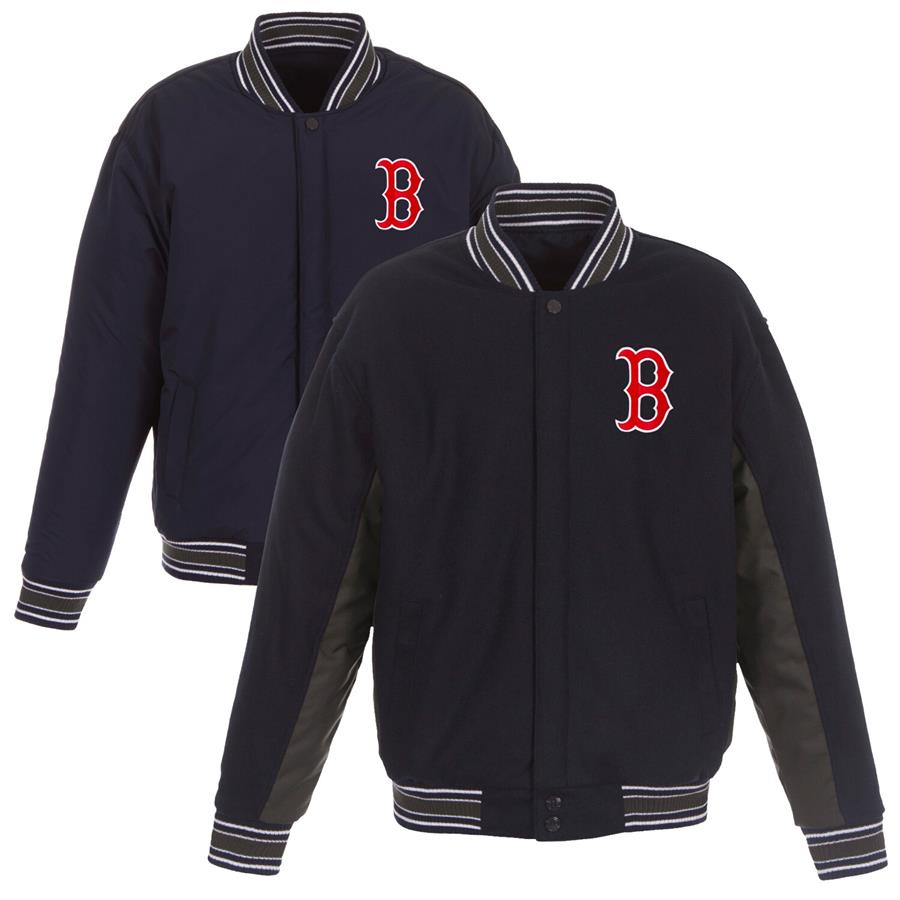 Boston Red Sox JH Design Wool Poly-Twill Accent Full Snap Jacket - Navy