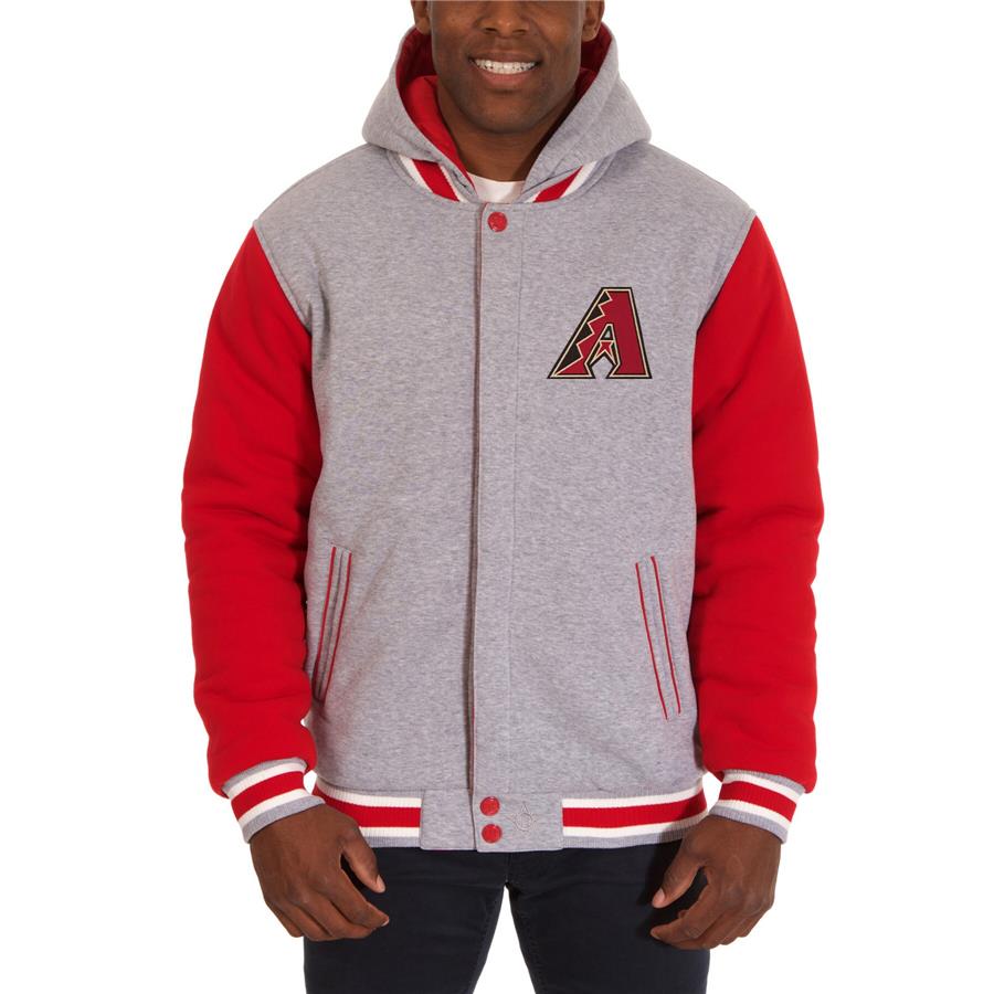 Arizona Diamondbacks JH Design Reversible Fleece Full Snap Hoodie - Gray