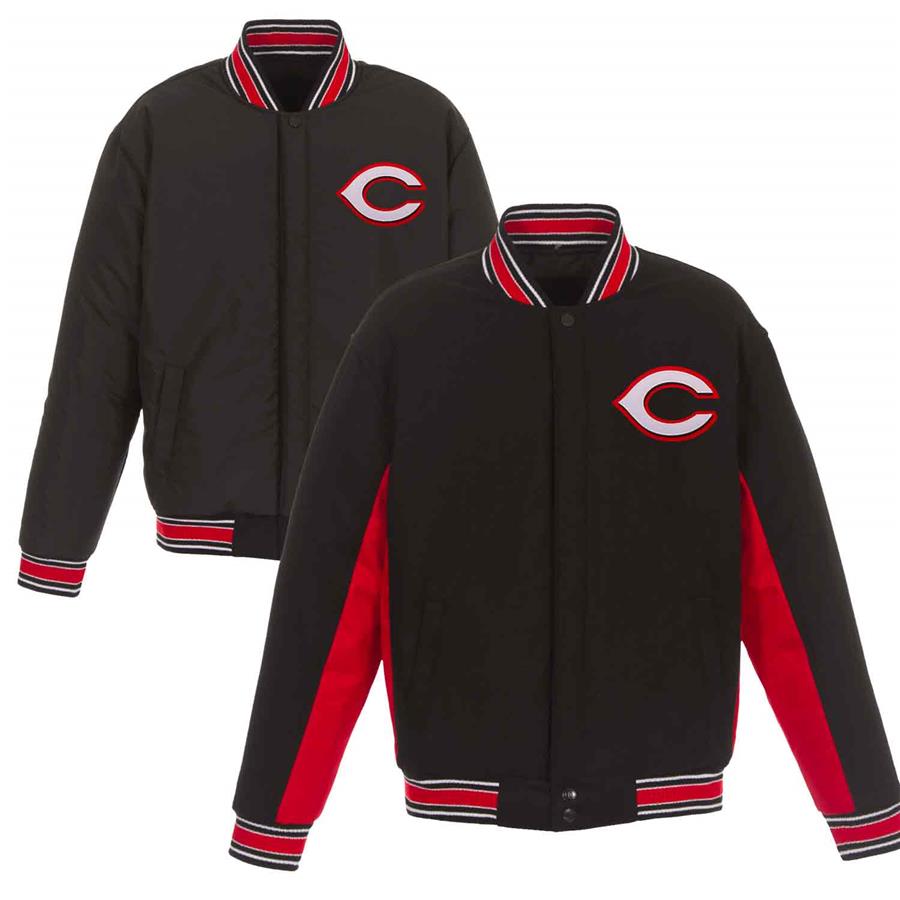 Cincinnati Reds JH Design Wool Poly-Twill Accent Jacket - Black