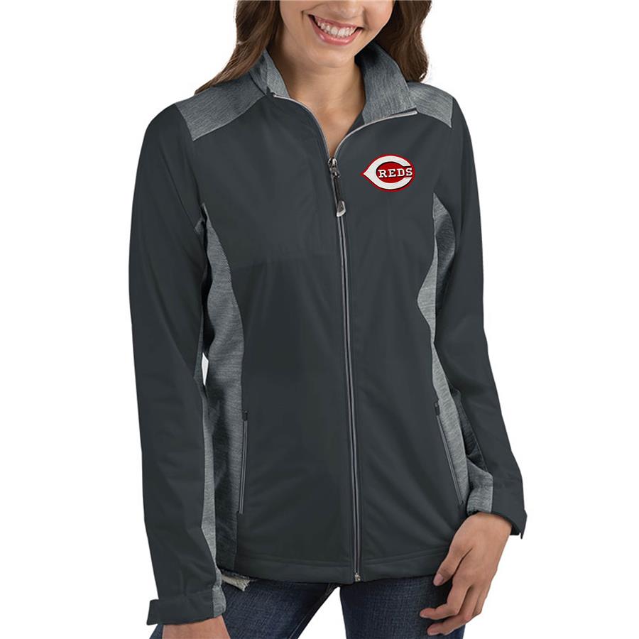 Cincinnati Reds Antigua Women's Revolve Full-Zip Jacket - Charcoal