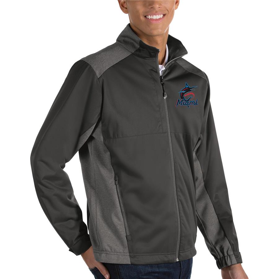 Miami Marlins Antigua Revolve Full-Zip Jacket - Charcoal