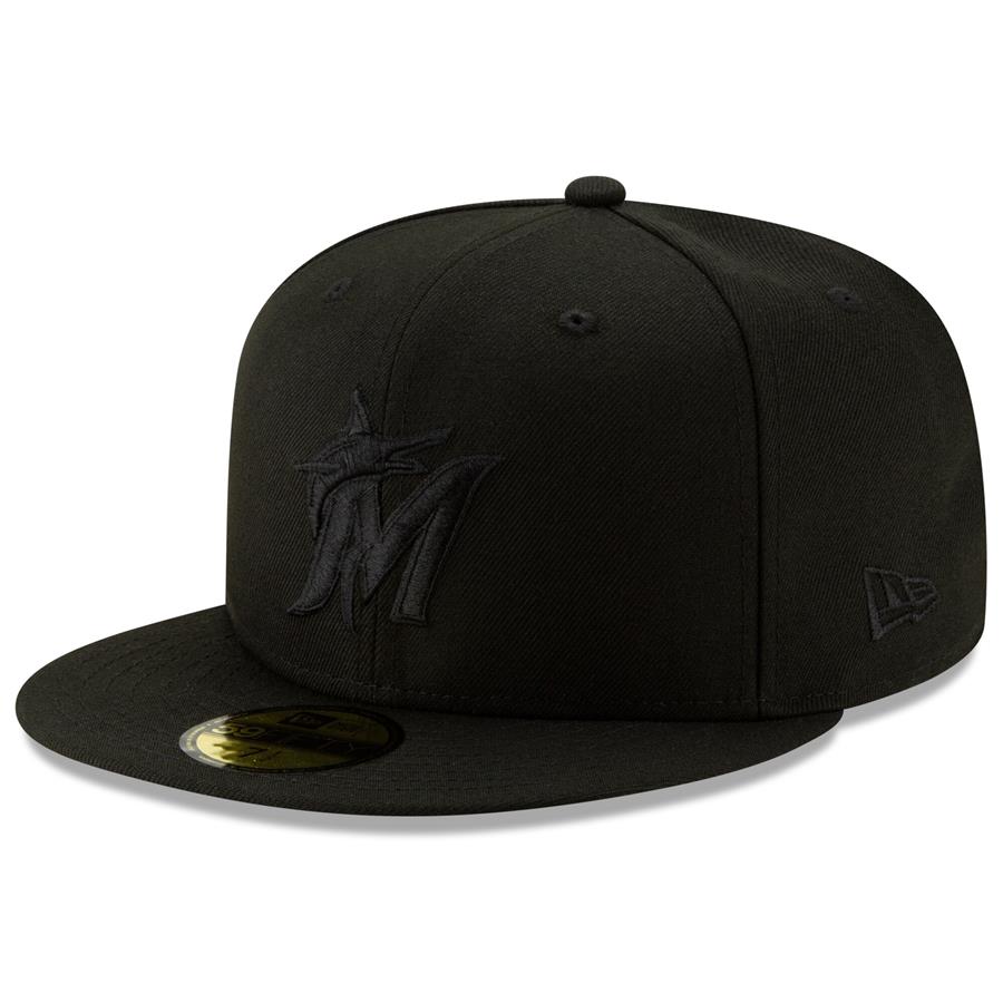 Miami Marlins New Era 2019 Black-on-Black 59FIFTY Fitted Hat - Black