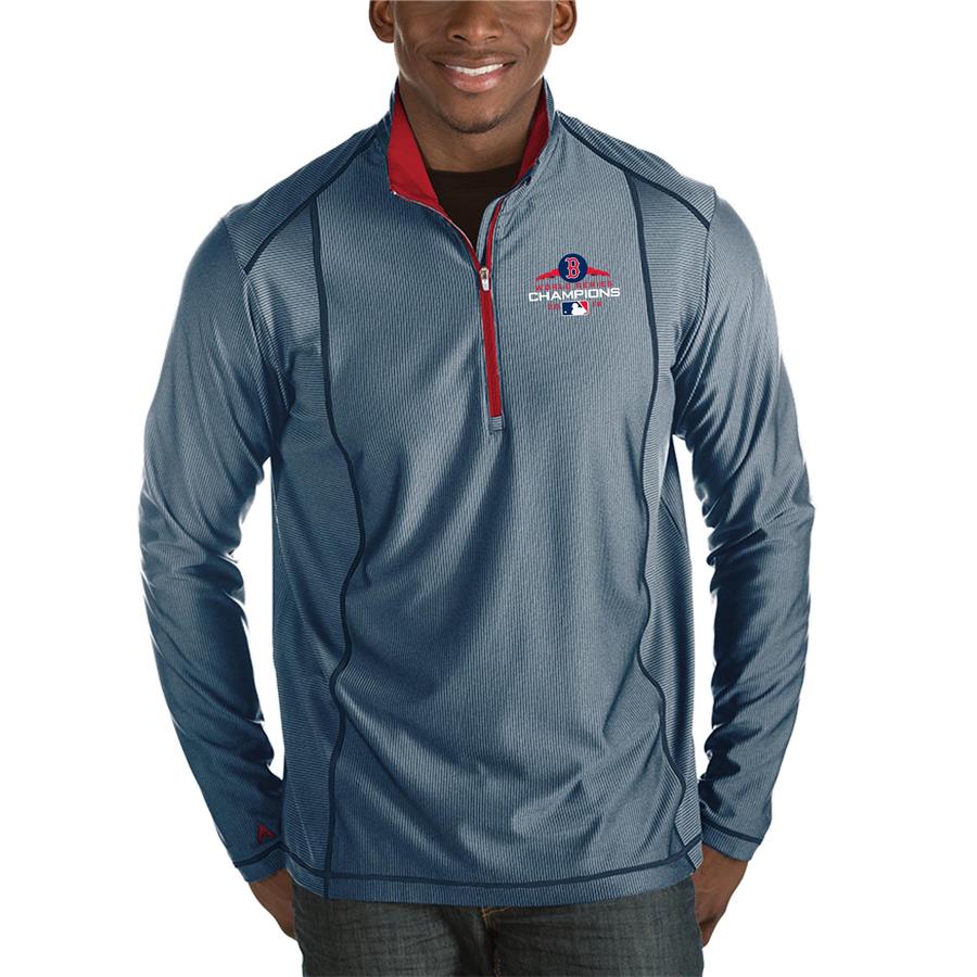 Boston Red Sox Antigua 2018 World Series Champions Tempo Quarter-Zip Pullover Hoodie - Navy