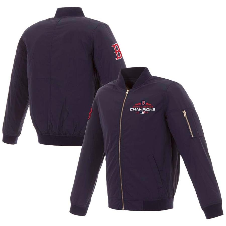 Boston Red Sox JH Design 2018 World Series Champions Nylon Bomber Jacket - Navy