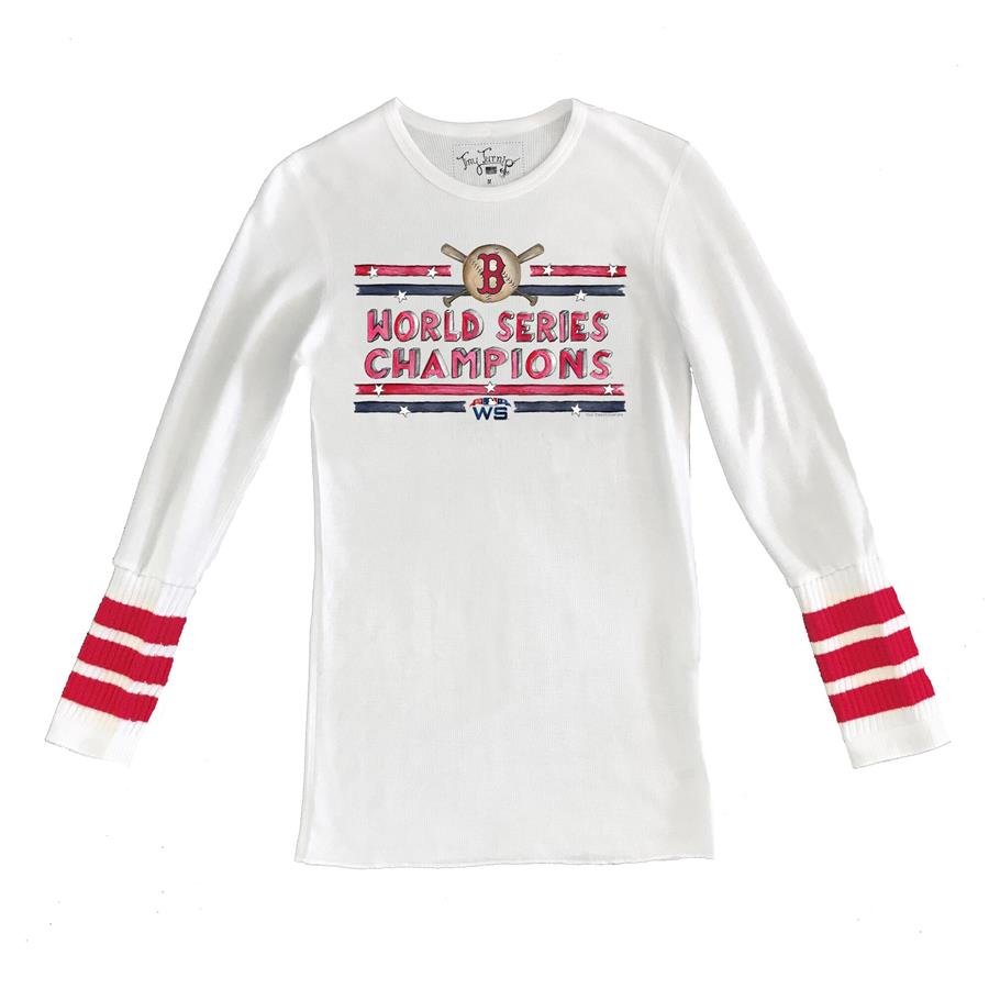 Boston Red Sox Tiny Turnip Women's 2018 World Series Champions Tubular Cuffed Thermal Long Sleeve T-Shirt - White