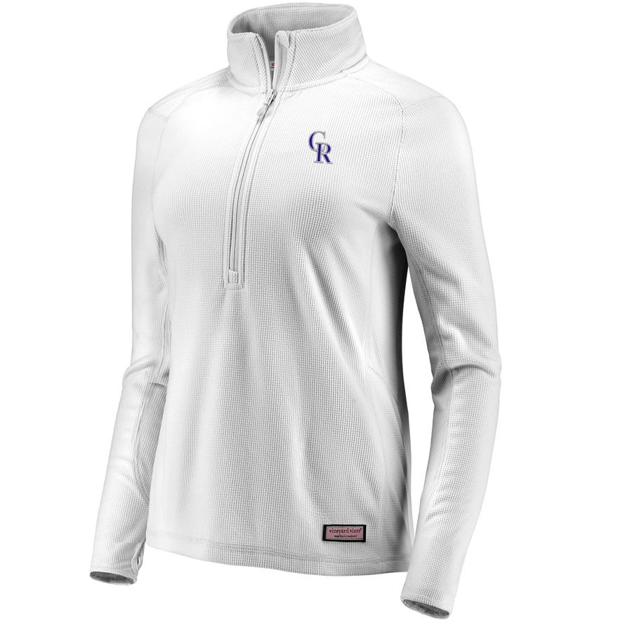 Colorado Rockies Vineyard Vines Women's Performance Grid Half-Zip Pullover Jacket - White