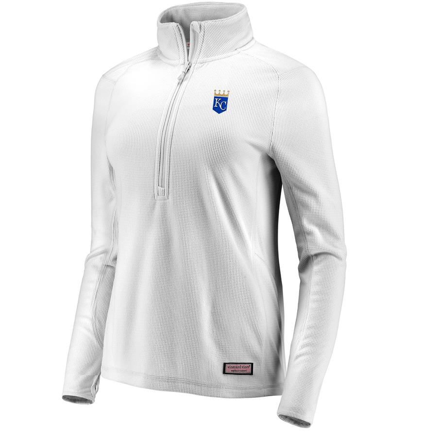 Kansas City Royals Vineyard Vines Women's Performance Grid Half-Zip Pullover Jacket - White