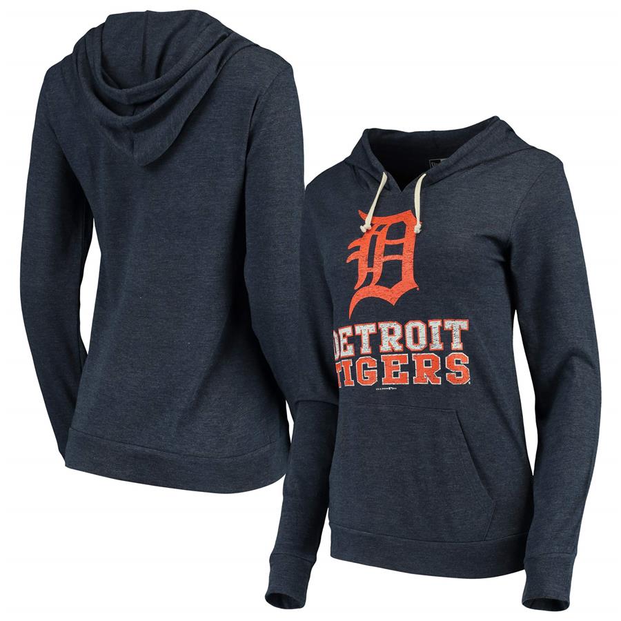 Detroit Tigers New Era Women's Jersey Tri-Blend Pullover Hoodie - Navy