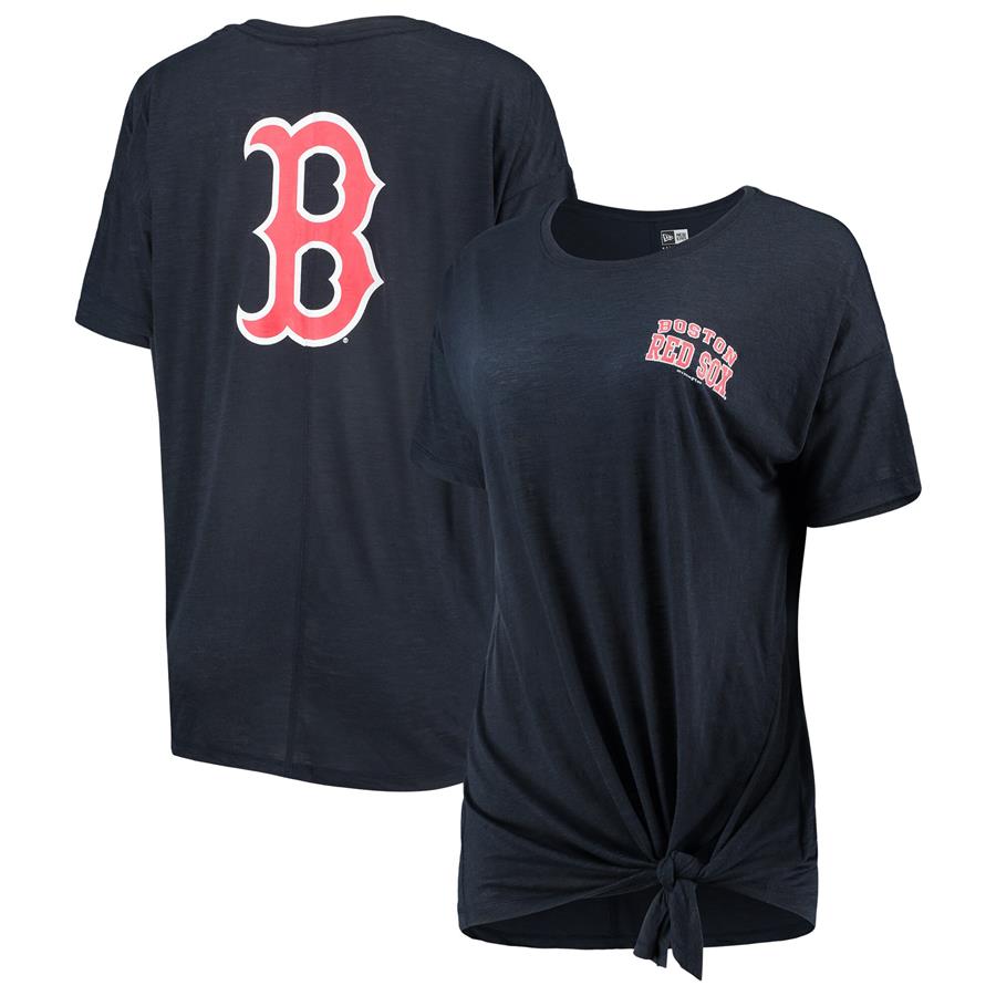 Boston Red Sox New Era Women's Scoop Neck Side Tie T-Shirt - Navy