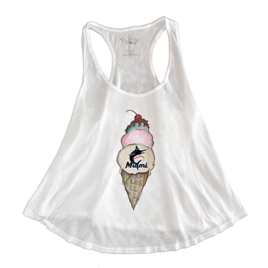Miami Marlins Tiny Turnip 2019 Aubri Ice Cream Racerback Tank Top - White