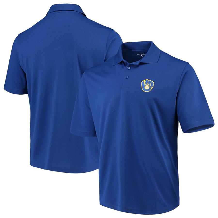 Milwaukee Brewers Antigua Pique Xtra Lite Polo - Royal