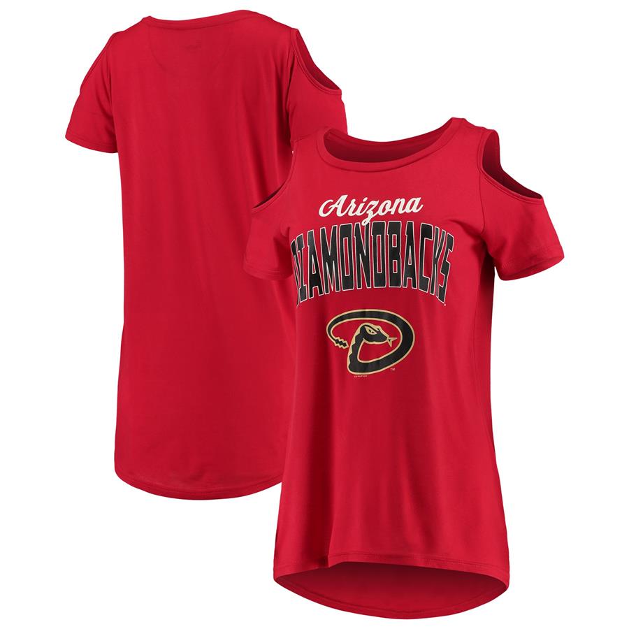 Arizona Diamondbacks G-III 4Her by Carl Banks Women's Clear the Bases Cold Shoulder T-Shirt - Red