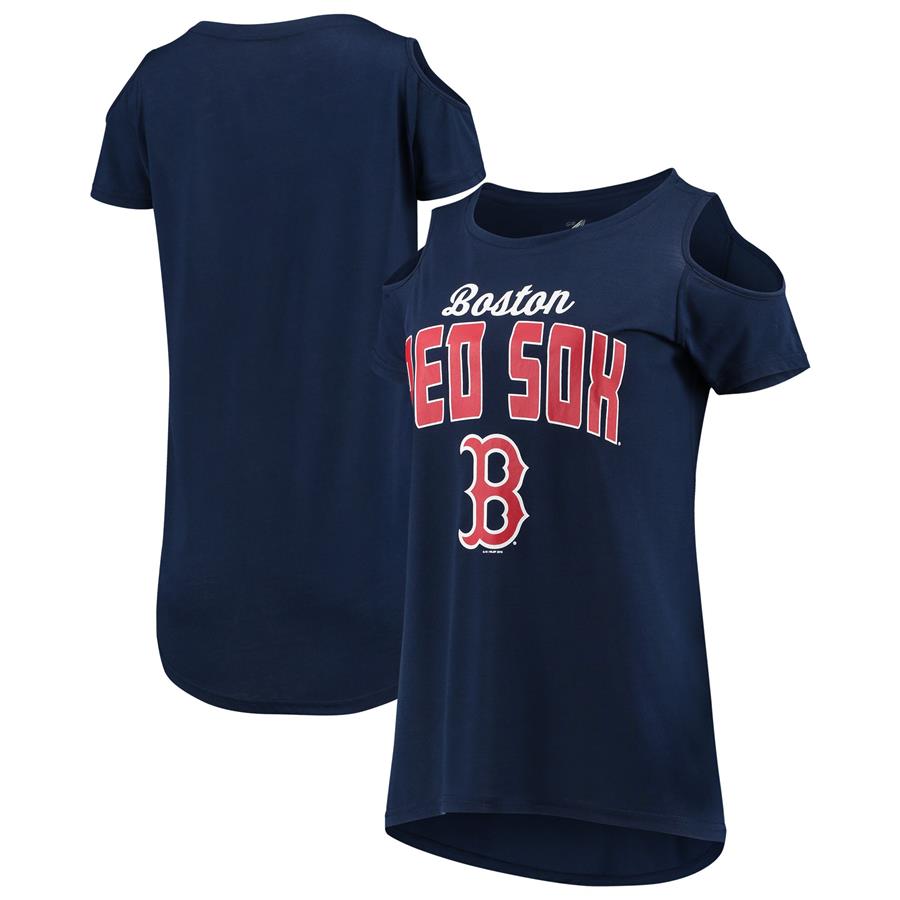 Boston Red Sox G-III 4Her by Carl Banks Women's Clear the Bases Cold Shoulder T-Shirt - Navy