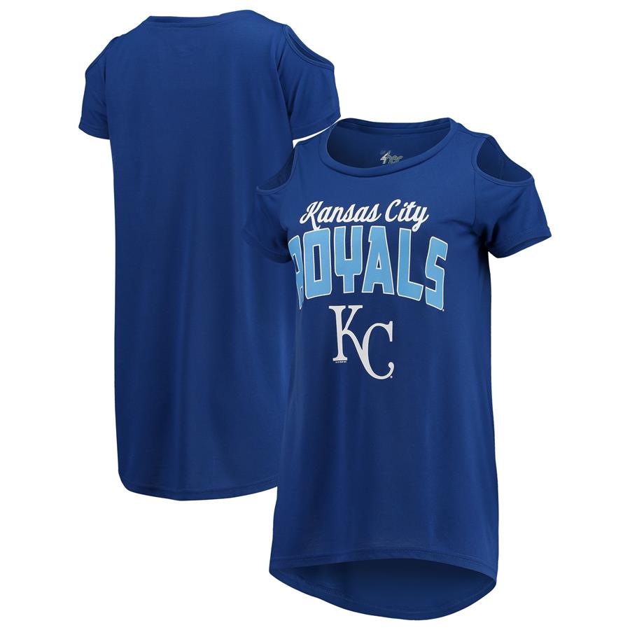 Kansas City Royals G-III 4Her by Carl Banks Women's Clear the Bases Cold Shoulder T-Shirt - Royal