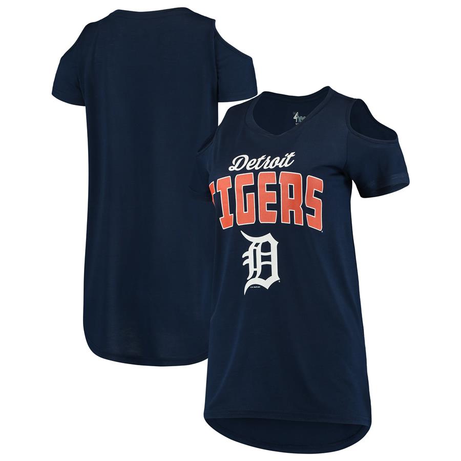Detroit Tigers G-III 4Her by Carl Banks Women's Clear the Bases Cold Shoulder T-Shirt - Navy