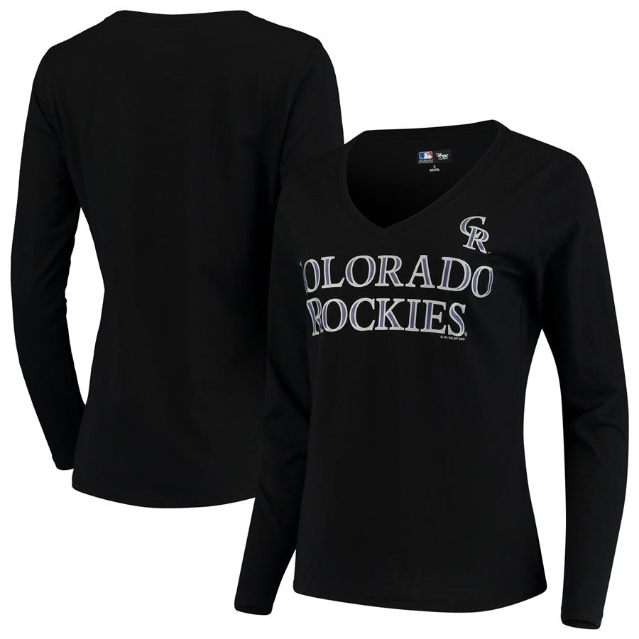 Colorado Rockies G-III 4Her by Carl Banks Women's Post Season Long Sleeve T-Shirt - Black