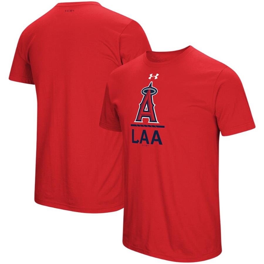 Los Angeles Angels Under Armour Lock-Up Charged Performance T-Shirt - Red