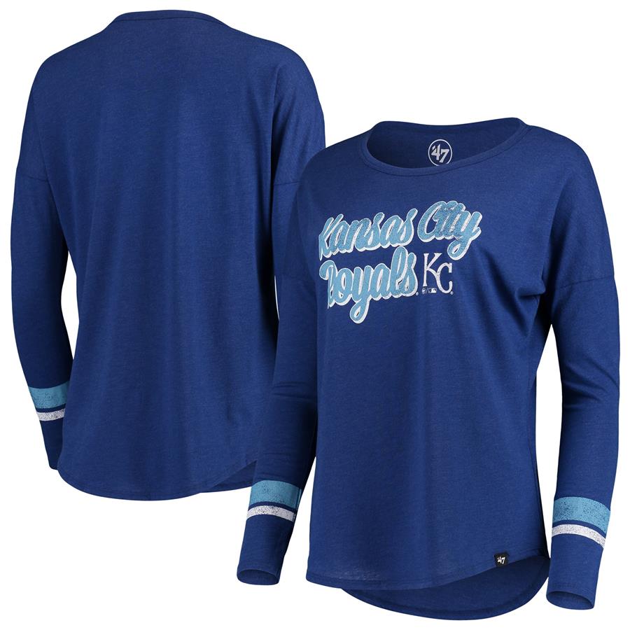 Kansas City Royals '47 Women's Club Courtside Stripe Long Sleeve T-Shirt - Royal