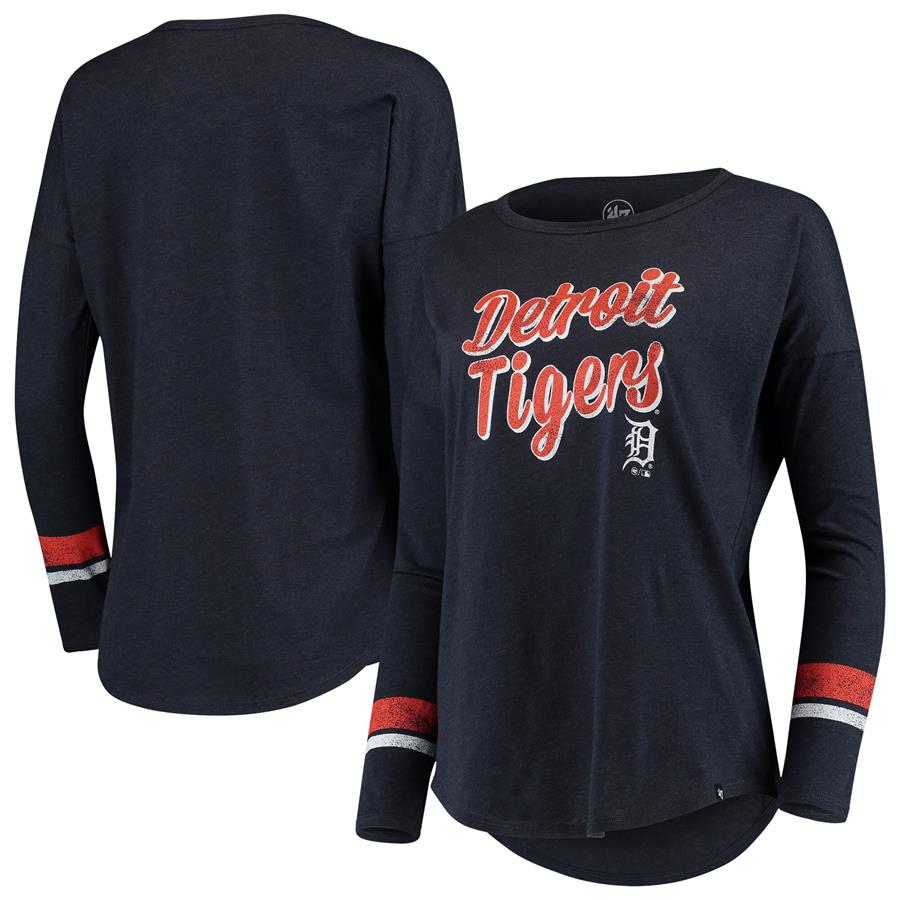 Detroit Tigers '47 Women's Club Courtside Stripe Long Sleeve T-Shirt - Navy
