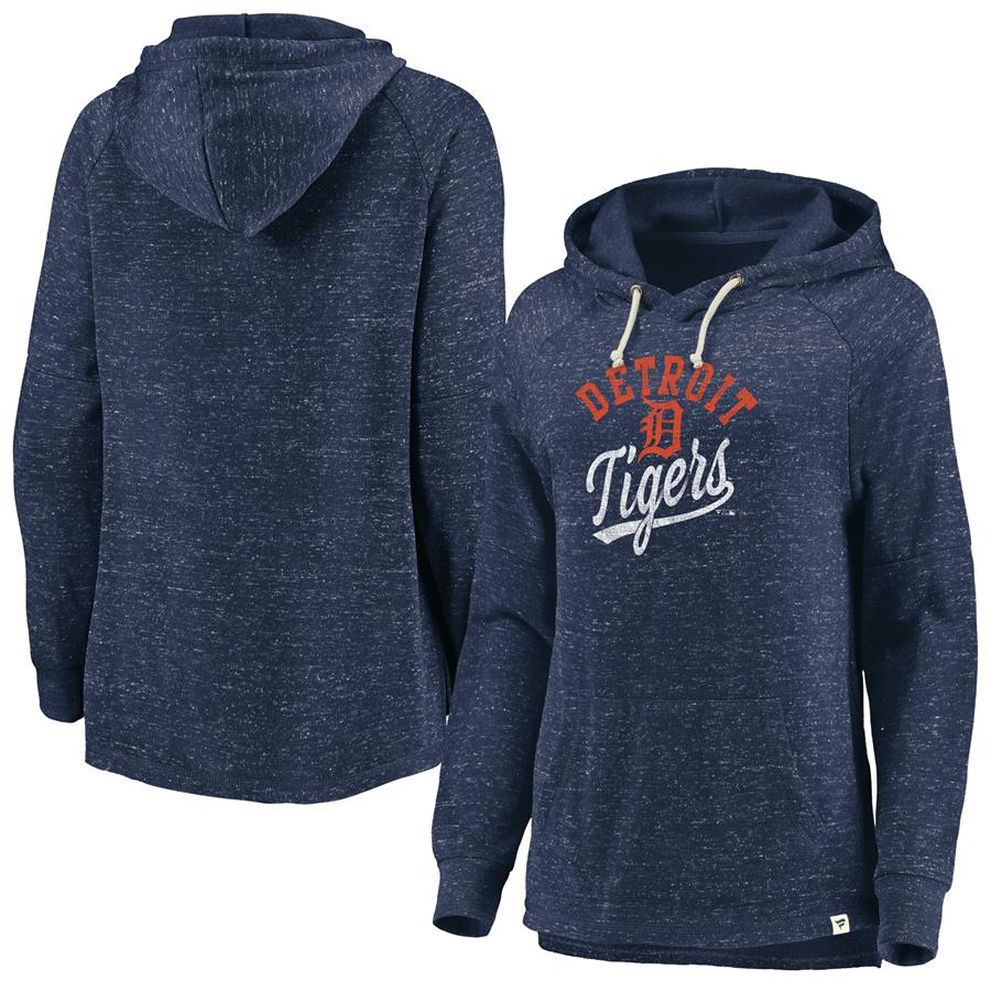 Detroit Tigers Fanatics Branded Women's Faded Script Raglan Pullover Hoodie - Navy