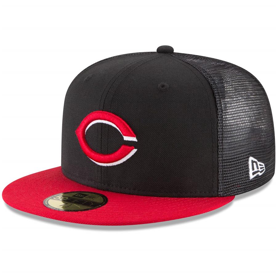 Cincinnati Reds New Era On-Field Replica Mesh Back 59FIFTY Fitted Hat - Black