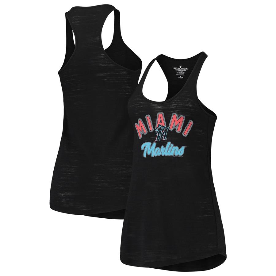 Miami Marlins Soft as a Grape Women's Multi-Count Tri-Blend Tank Top - Black