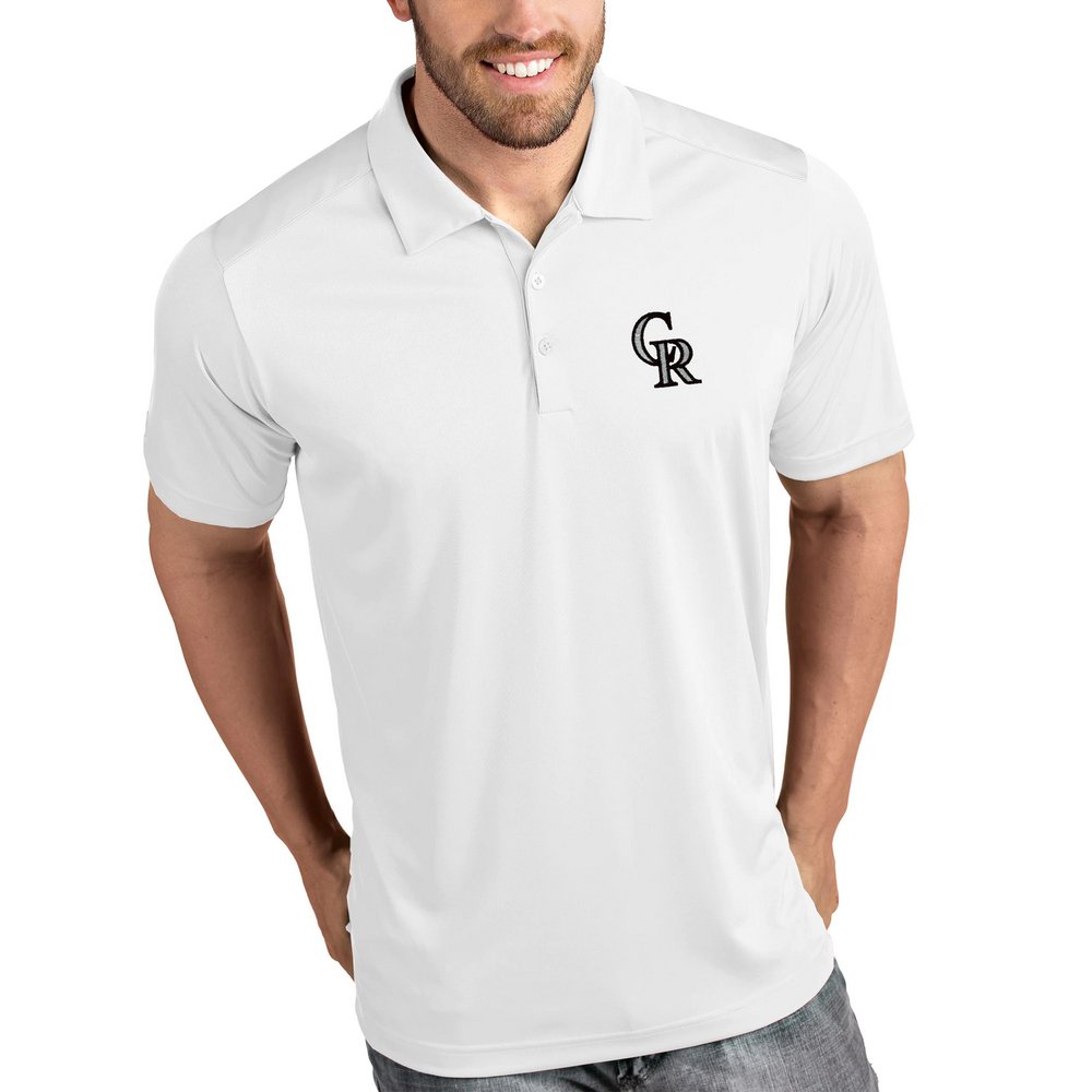Colorado Rockies Antigua Tribute Polo - White
