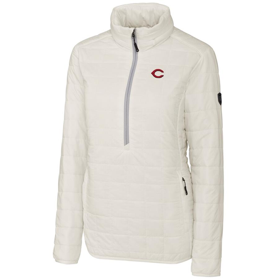 Cincinnati Reds Cutter & Buck Women's Rainier Half-Zip Popover Jacket - White