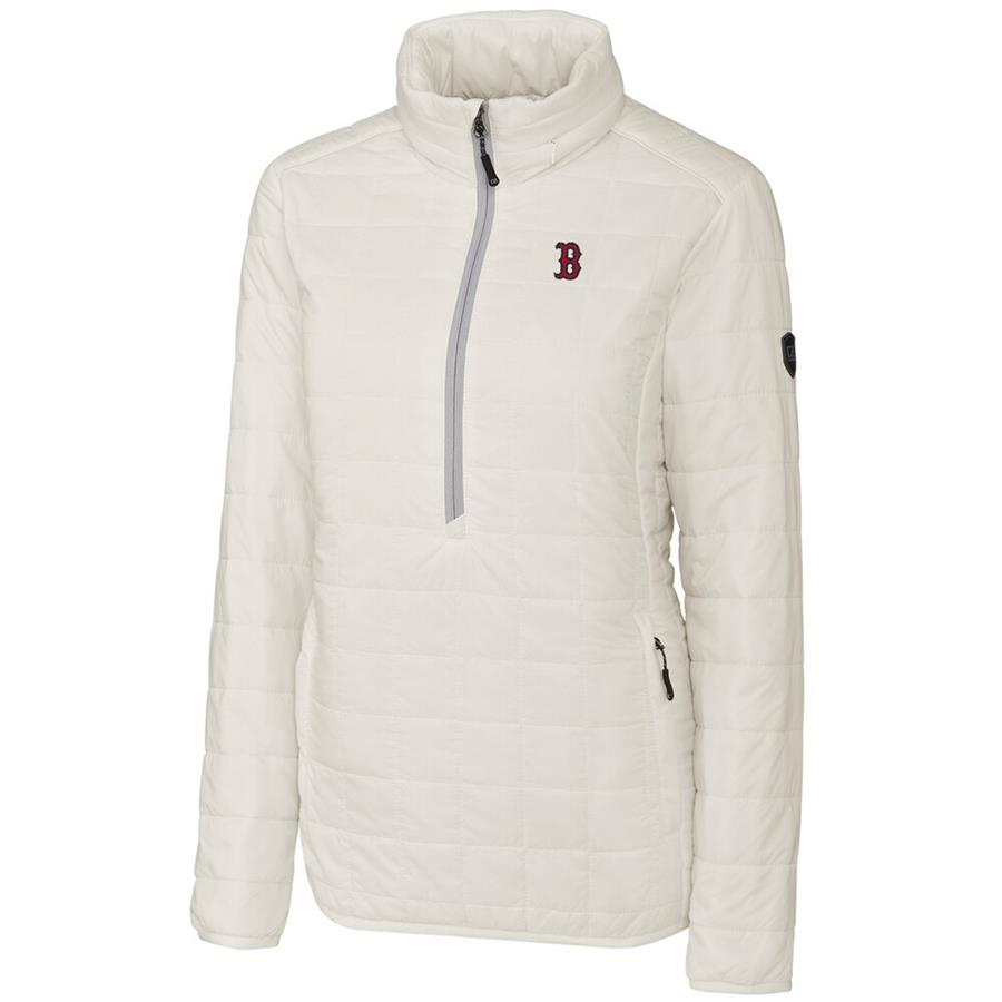 Boston Red Sox Cutter & Buck Women's Rainier Half-Zip Popover Jacket - White
