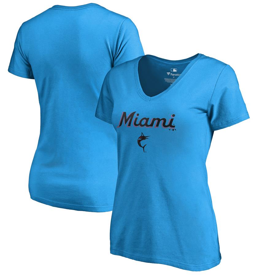 Miami Marlins Fanatics Branded Women's Team Lockup T-Shirt - Blue