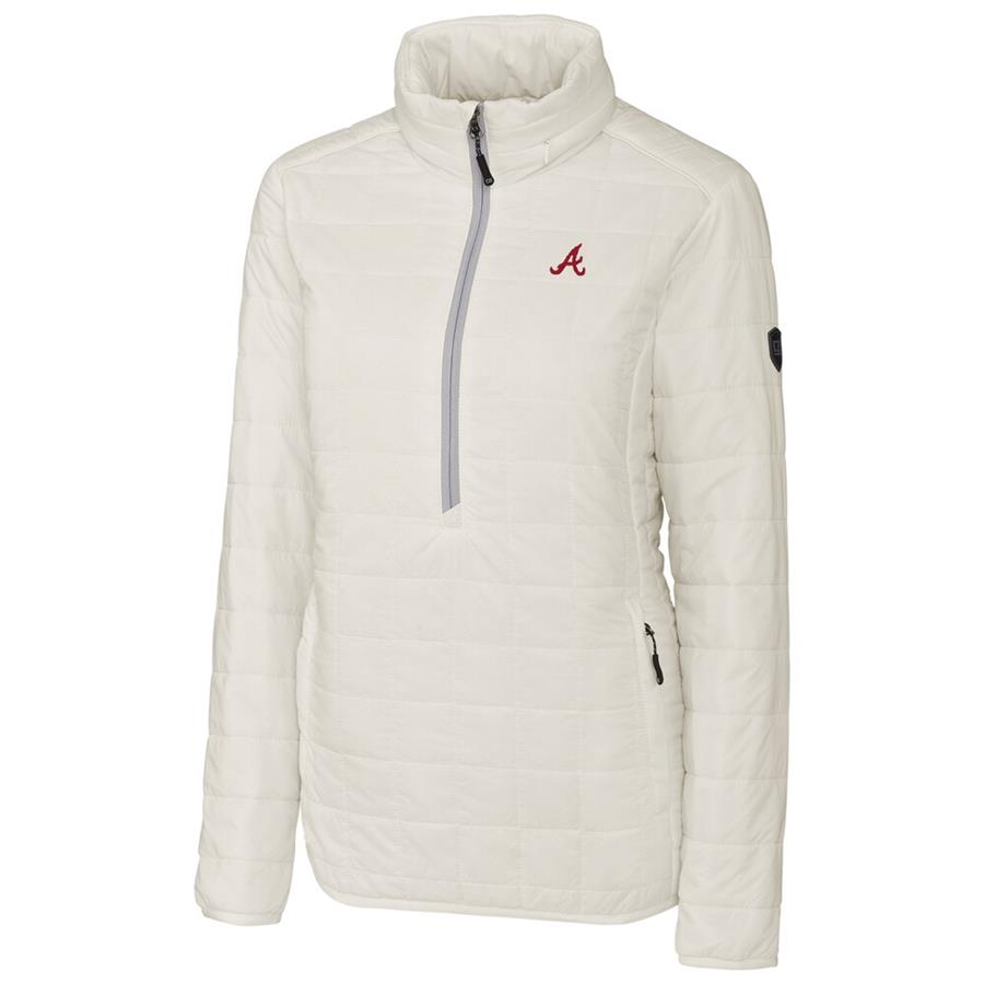 Atlanta Braves Cutter & Buck Women's Rainier Half-Zip Popover Jacket - White