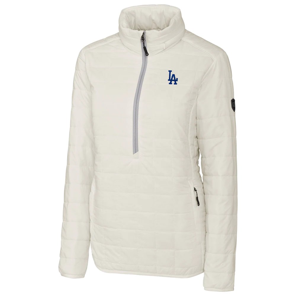 Los Angeles Dodgers Cutter & Buck Women's Rainier Half-Zip Popover Jacket - White
