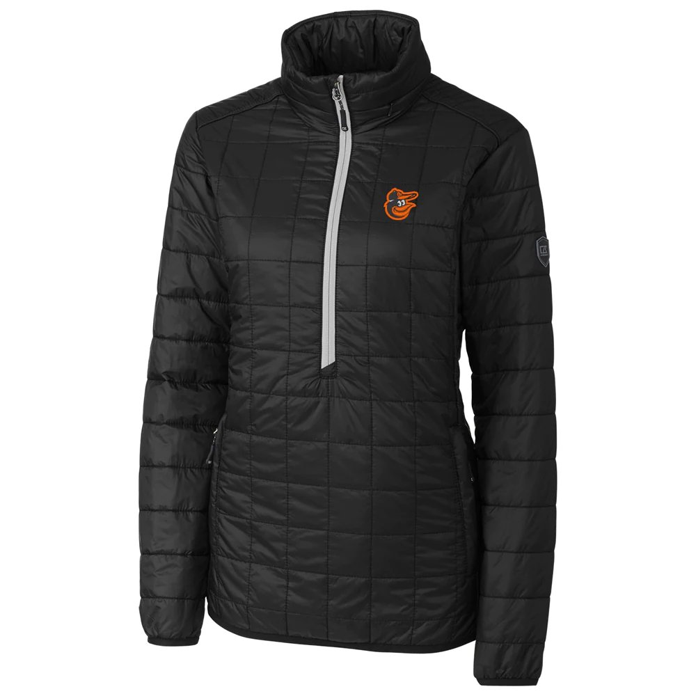 Baltimore Orioles Cutter & Buck Women's Rainier Half-Zip Popover Jacket - Black